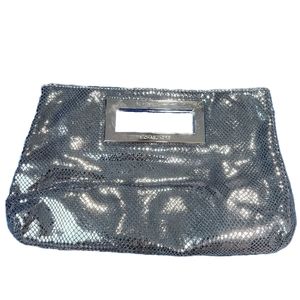 Michael Michael Kors Silver Snake Leather Clutch